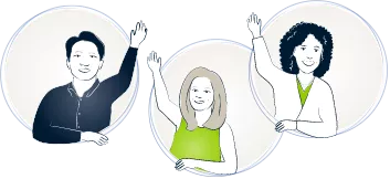 people waving icons