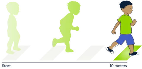 Time to walk or run 10-meters